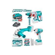 Մարտկոցային 20Վ գործիքների (3 հատ) հավաքածու TOTAL TOSLI2301515