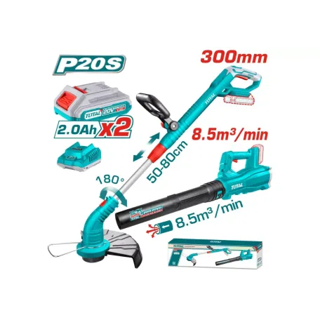 Այգեգործական մարտկոցային գործիքների հավաքածու․ խոտհնձիչ (TGTLI20018), օդամղիչ (TABLI20323) TOTAL TOSLI23024