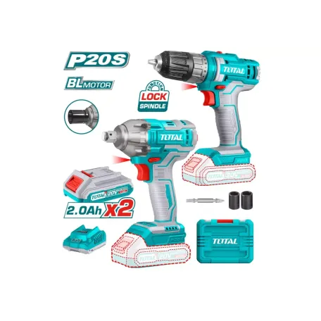 Կոմբո հավաքածու մարտկոցային պտուտակադարձիչ և հարվածային մանեկադարձիչ TOTAL TOSLI230702