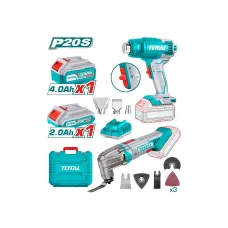 Կոմբո հավաքածու մարտկոցային. տեխնիկական ֆեն, ռենովատոր (2 մարտկոցով, լիցքավորիչով) TOTAL TOSLI230705