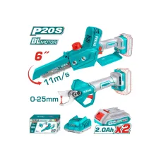 Այգեգործական մարտկոցային գործիքների հավաքածու․ մինի շղթայավոր սղոց (TGSLI2068), էտի մկրատ (TSSLI20258) TOTAL TOSLI240306