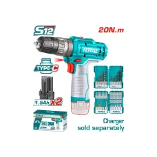 Հարվածային պտուտակադարձիչ մարտկոցային 12Վ 20Նմ (2 մարտկոցով, 61 աքսեսուար) TOTAL TOSLI240467