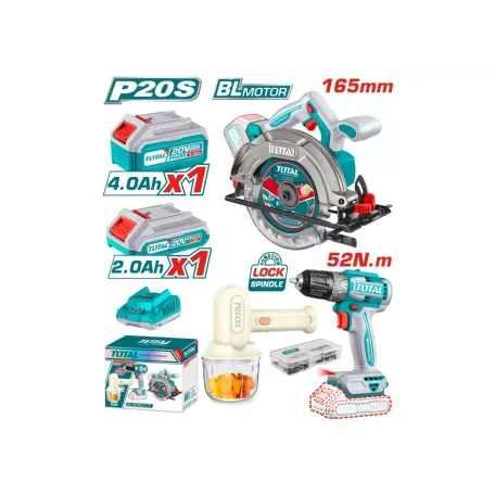 Մարտկոցային գործիքների կոմբո TOTAL TOSLI240583 3 միավոր