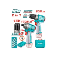 Մարտկոցային գործիքների հավաքածու 16Վ 60Նմ TOTAL TOSLI240968 (2 կտոր)