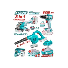 Մարտկոցային գործիքների հավաքածու TOTAL TOSLI241192 (3 կտոր)