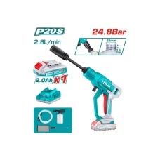 Բարձր ճնշման լվացող ատրճանակ (1 մարտկոց, 1 լիցքավորիչ) 20Վ 24.8 բար TOTAL TPWLI20362 Բարձր ճնշման լվացող ատրճանակ (1 մարտկոց, 1 լիցքավորիչ) 20Վ 24.8 բար TOTAL TPWLI20362