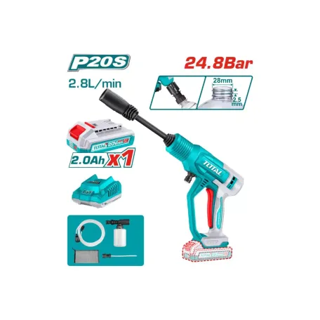 Բարձր ճնշման լվացող ատրճանակ (1 մարտկոց, 1 լիցքավորիչ) 20Վ 24.8 բար TOTAL TPWLI20362