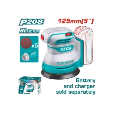 Էքսցենտրիկ հղկող մեքենա մարտկոցային 20Վ 125մմ TOTAL TROSLI2002