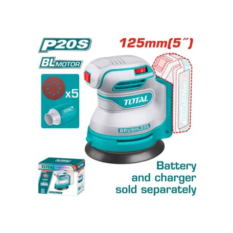 Էքսցենտրիկ հղկող մեքենա մարտկոցային 20Վ 125մմ TOTAL TROSLI2002