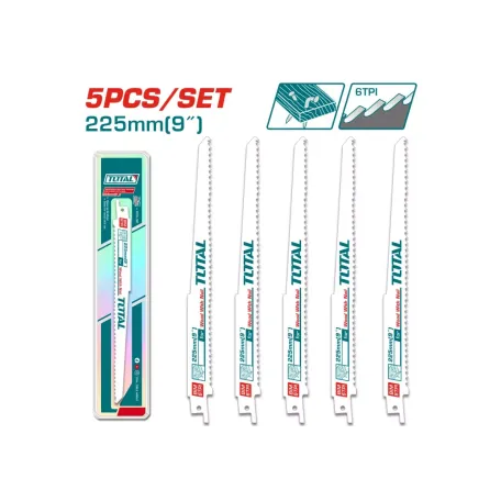 Սուսերավոր սղոցի դանակների հավաքածու 5 հատ փայտի համար 225մմ TOTAL TRSB1111DF