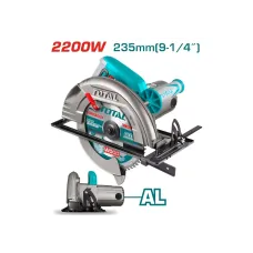 Սկավառակային սղոց էլեկտրական TOTAL TS1222356 2200Վտ 235մմ Սկավառակային սղոց էլեկտրական TOTAL TS1222356 2200Վտ 235մմ