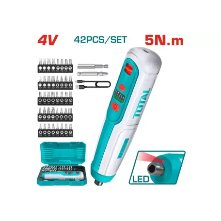 Պտուտակահան մարտկոցային 4Վ 5Նմ (41 աքսեսուար) TOTAL TSDLI0403 Պտուտակահան մարտկոցային 4Վ 5Նմ (41 աքսեսուար) TOTAL TSDLI0403