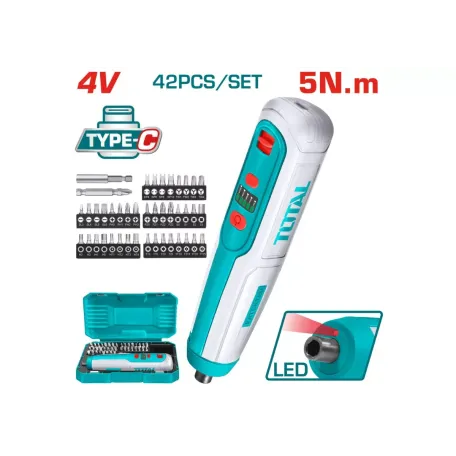 Պտուտակահան մարտկոցային 4Վ 5Նմ (42 աքսեսուարով) TOTAL TSDLI0406