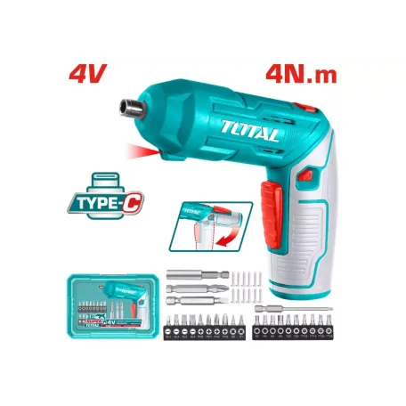 Պտուտակահան մարտկոցային (բիթերով) 4Վ 4Նմ TOTAL TSDLI04425 Պտուտակահան մարտկոցային (բիթերով) 4Վ 4Նմ TOTAL TSDLI04425