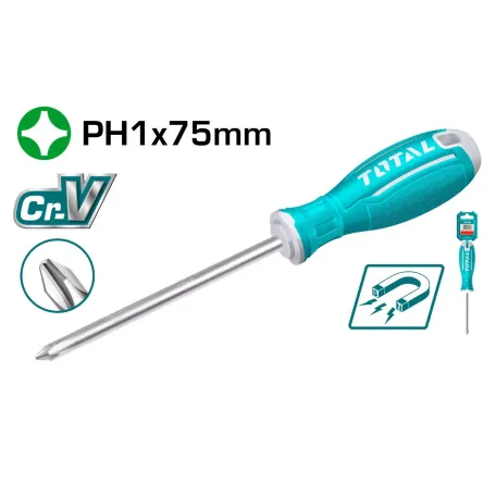 Խաչաձև պտուտակահան PH1x75մմ TOTAL TSDRSPH1075 Խաչաձև պտուտակահան PH1x75մմ TOTAL TSDRSPH1075