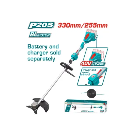 Խոտհնձիչ մարտկոցային 40Վ (2x20Վ) 330/255մմ TOTAL TSTLI20028